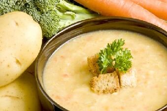 Croutons milk soup for treating gastritis