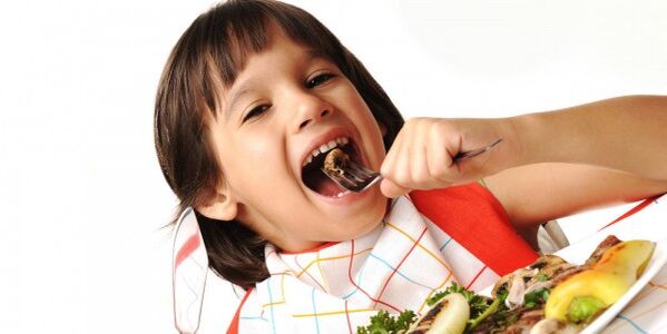 Children eat vegetables in a diet with pancreatitis